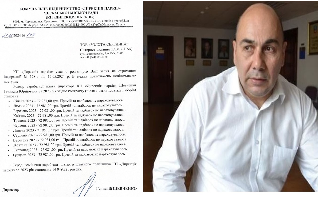 Директор комунального підприємства у Черкасах заробляє більше, ніж голова ОВА Табурець