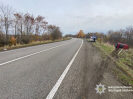 ДТП у Смілі: в кюветі перекинувся міні-бус